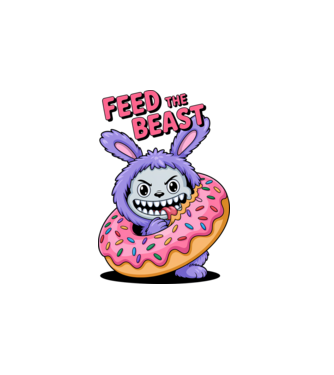 Feed the beast model alb pe tricou