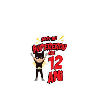 Acest mic supererou are 12 ani model negru pe tricou