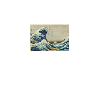 Great Wave of Kanagawa mască model alb pe tricou