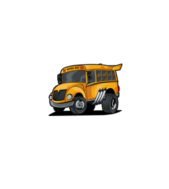 Autobuze model alb pe tricou
