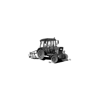 TRACTOR model alb pe tricou