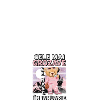 RETRO teddy fetişcană IANUARIE model alb pe tricou