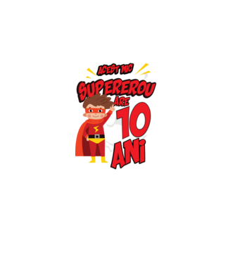Acest mic supererou are 10 ani model negru pe tricou