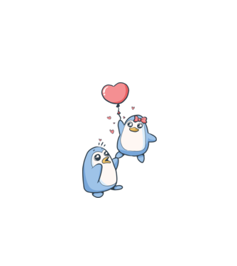 PINGUIN ÎNDRĂGOSTIT 4 model alb pe tricou