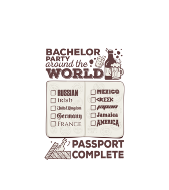 Bachelor Party World tour model alb pe tricou