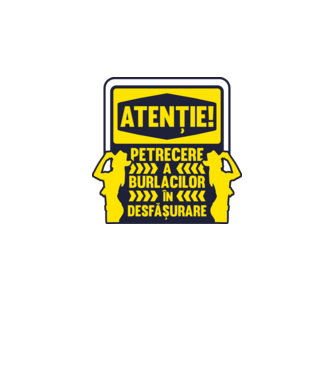 atenție, petrecere a burlacilor în desfășurare model alb pe tricou