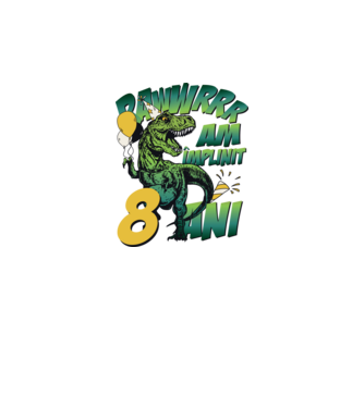 Rawr Am împlinit 8 ani model alb pe tricou