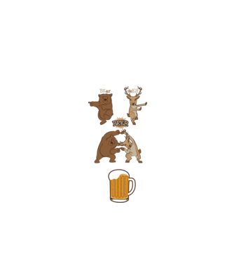 Bear deer beer model alb pe tricou