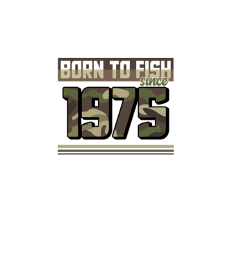Born to fish since 1975 model negru pe tricou