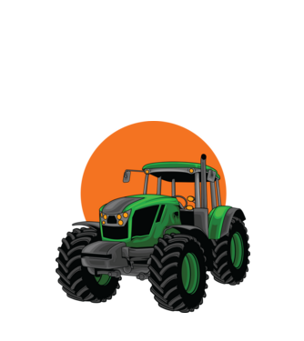 TRACTOR model alb pe tricou