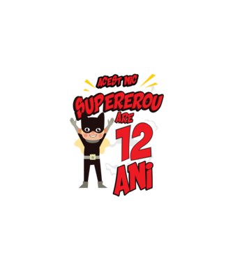 Acest mic supererou are 12 ani model negru pe tricou