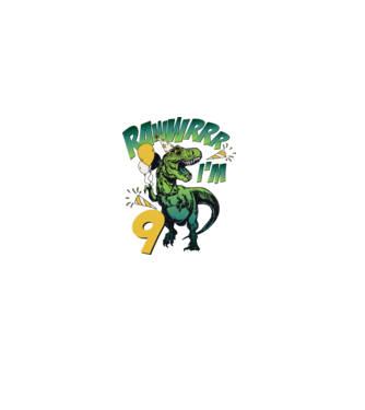 'Birthday Dinosaur rawww i''m 9' model alb pe tricou