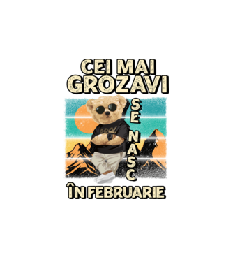 RETRO teddy FEBRUARIE model alb pe tricou