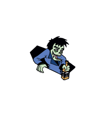 Drunk Zombie model alb pe tricou