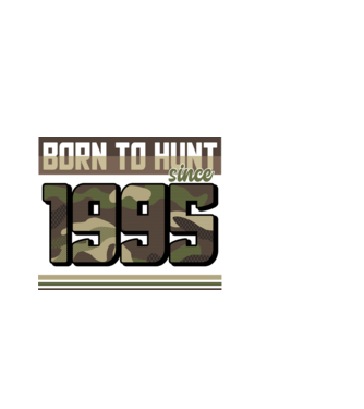 Born to hunt since 1995 model negru pe tricou