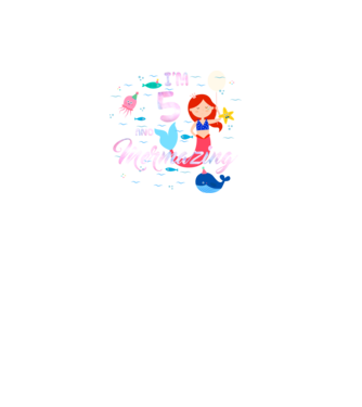 Mermazing Birthday 5 model negru pe tricou