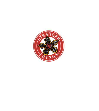 stranger things logo bucks model negru pe tricou