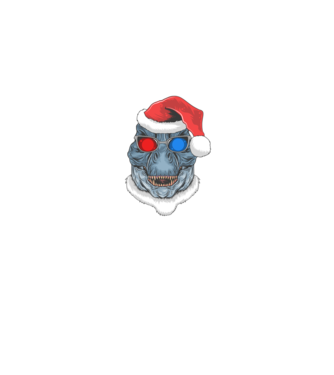Santasaurus Rex model albastru jeanși pe tricou