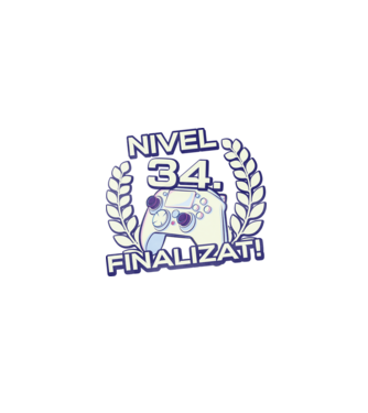 Nivel 34 finalizat! model negru pe tricou