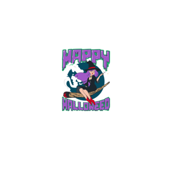 Happy Halloweed model albastru jeanși pe tricou