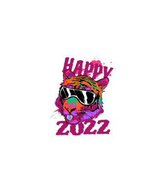 Happy 2022 tiger model alb pe tricou