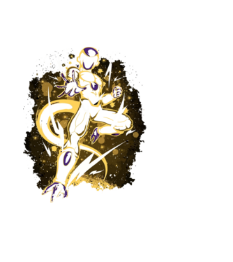 golden freeza dragonball model negru pe tricou