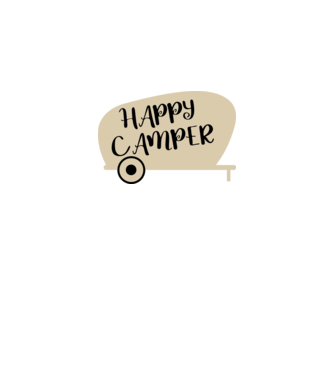 Happy camper text model negru pe tricou