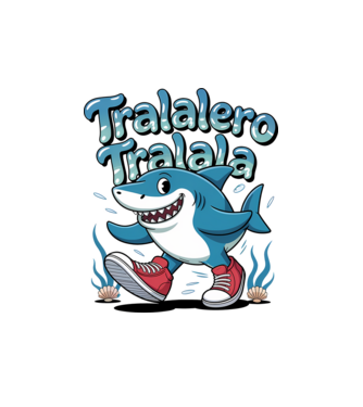 Tralalero Tralala drăguț model alb pe tricou