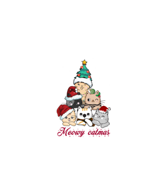 Meowy catmas model alb pe tricou