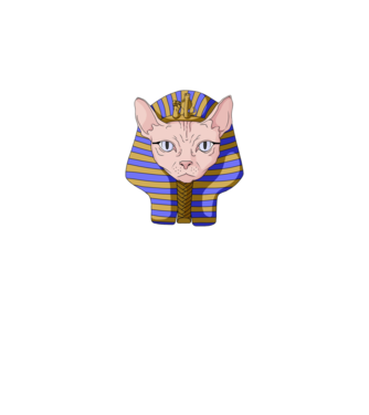 sphynx cat pharaoh model albastru închis pe tricou