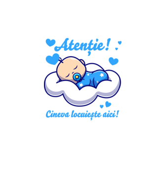 Atenție! Cineva locuiește aici! model alb pe tricou