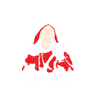 ciao bella dali model alb pe tricou