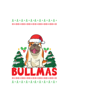Merry bullmas ugly sweater model negru pe tricou