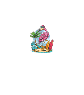 Surfer flamingo model negru pe tricou
