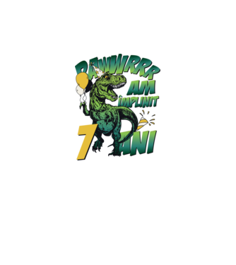Rawr Am împlinit 7 ani model alb pe tricou