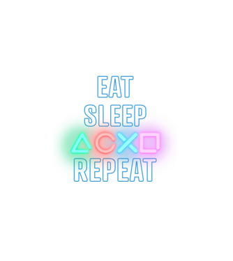 Eat sleep PS model alb pe tricou