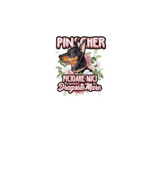 Pinscher picioare mici dragoste mare model alb pe tricou