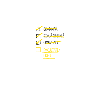 Cheklist educație - Gimnaziu alb model alb pe tricou