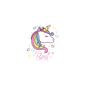 Unicorn Best model negru pe tricou