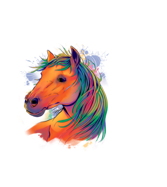 Colorful Horse model albastru deschis pe tricou