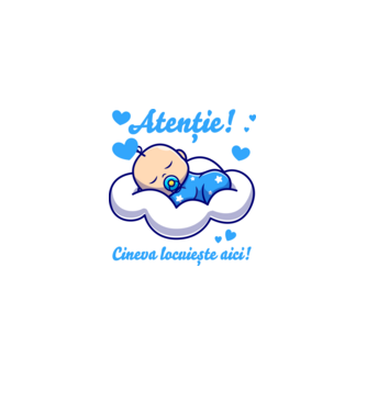 Atenție! Cineva locuiește aici! model alb pe tricou