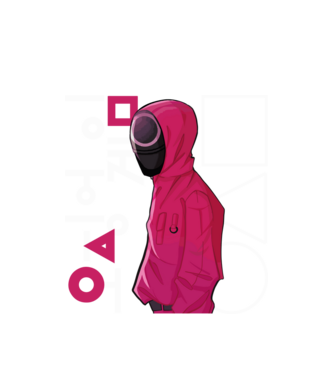 squd game guard model alb pe tricou