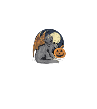 Halloween cica model albastru jeanși pe tricou