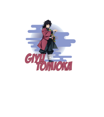 Demon Slayer Giyu model alb pe tricou