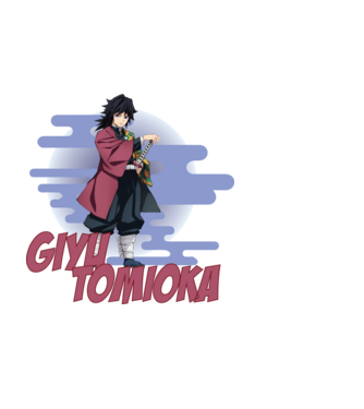 Demon Slayer Giyu model negru pe tricou