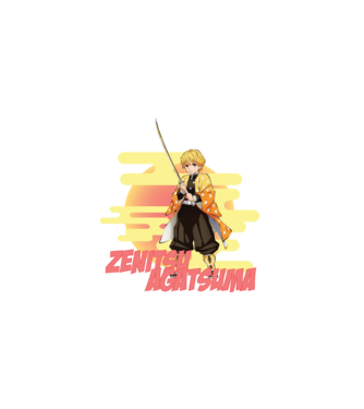 Demon Slayer  Zenitsu model alb pe tricou