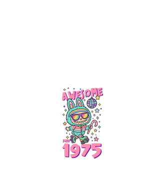 Awesome since 1975 - Labubu model alb pe tricou