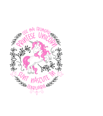 Cele mai frumoase prințese unicorn sunt născute în Februarie model alb pe tricou