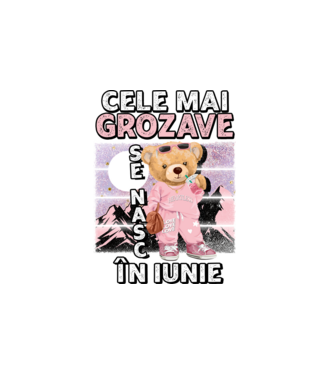 RETRO teddy fetişcană IUNIE model alb pe tricou