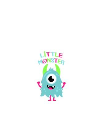 Little monster model alb pe tricou